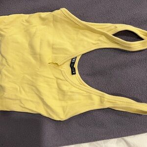 Zara Sunny Yellow Ribbed Racerback Tank